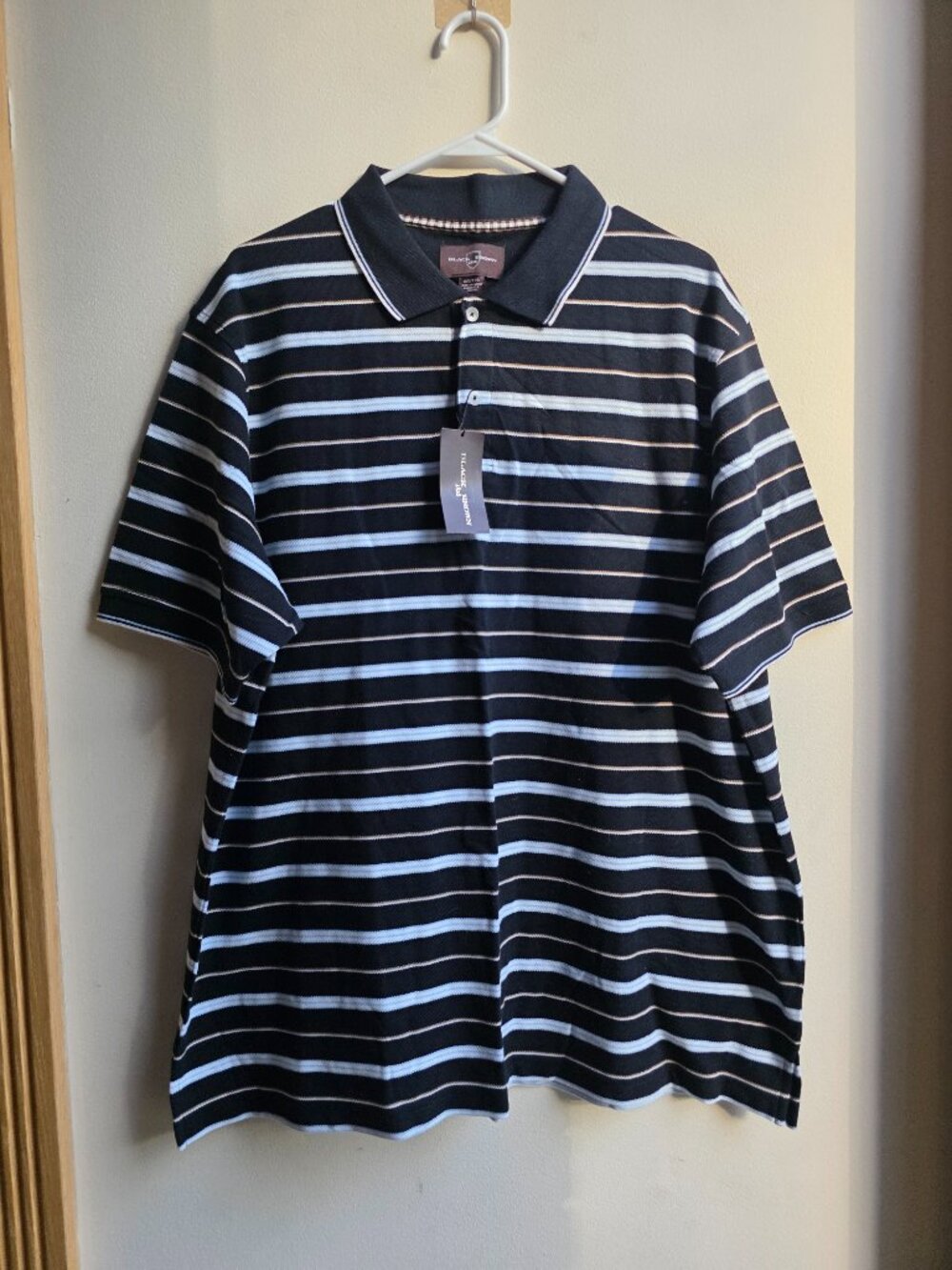 NWT Black Brown 1826 Black/Blue Striped Polo Shirt Big & Tall Size XXL